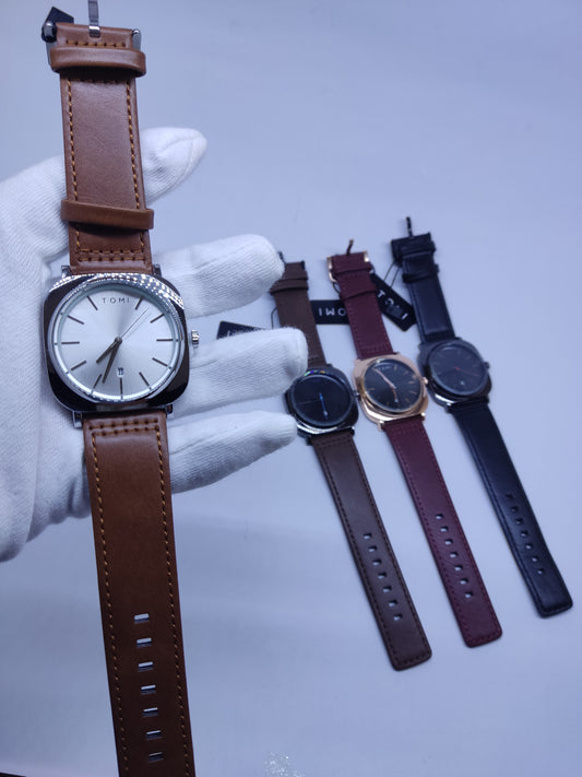 Tomi Classic Watch – Premium Leather Strap with Date Display